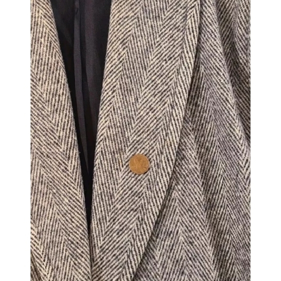 Vintage Noble Fashions Herringbone Jacket Women LG Double Breasted Wool Blend - Picture 12 of 14